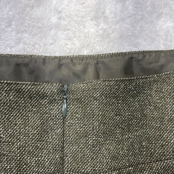 Talbots Vintage Green Tweed Wool Silk Blend Pencil Skirt Back zip above knee USA - Picture 6 of 10